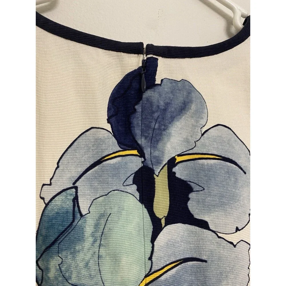 Tory Burch Edith Floral Midi Shift Dress Sz 6 Sleeveless Watercolor Iris Office